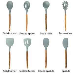 Home Hero 8-pcs Acacia Wooden Silicone Kitchen Utensils Set - Acacia Wood Silicone Cooking Utensils Set - Kitchen Gadgets & Kitchen Tool Gift Set