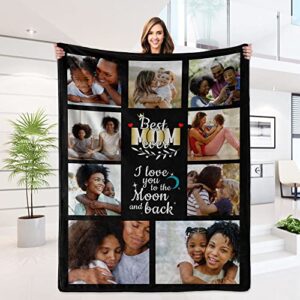 lcyawer customized mother's day birthday gifts, custom blanket with photo, personalized blanket with picture collage, unique gifts for mom from daughter son husband, valentines day