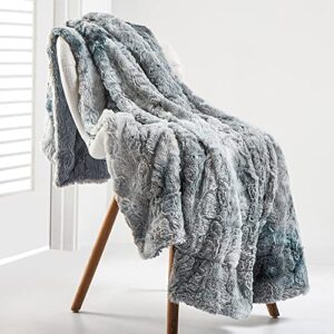 faux fur throw blanket for bed, sofa and couch - luxury double sided soft blanket - fuzzy blankets & throws warm blanket - cozy blanket – 50 x 65 inches