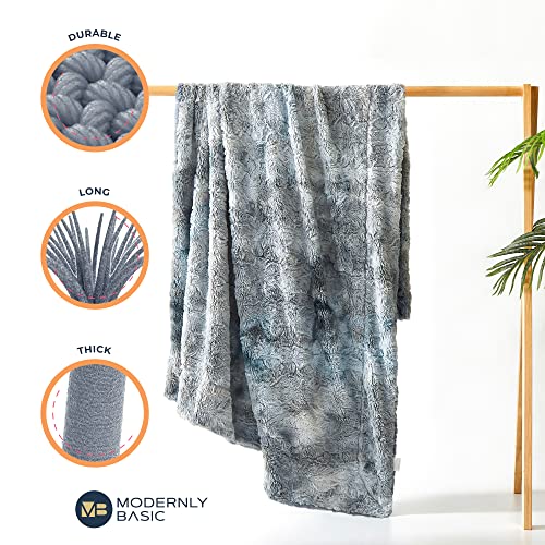 Faux Fur Throw Blanket for Bed, Sofa and Couch - Luxury Double Sided Soft Blanket - Fuzzy Blankets & Throws Warm Blanket - Cozy Blanket – 50 x 65 Inches