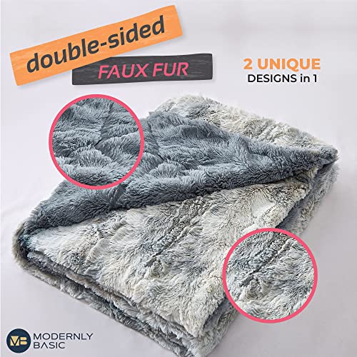 Faux Fur Throw Blanket for Bed, Sofa and Couch - Luxury Double Sided Soft Blanket - Fuzzy Blankets & Throws Warm Blanket - Cozy Blanket – 50 x 65 Inches