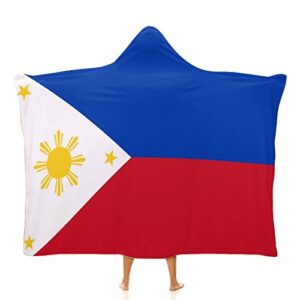 Philippines Flag Hooded Blanket-Wearable Hooded Cape Blanket Shawl for Kids, Adults, Teens