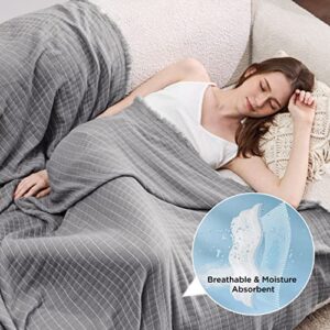 Bedsure Bamboo Cotton Blankets Grey King & Bedsure 100% Cotton Muslin Blankets Grey Throw