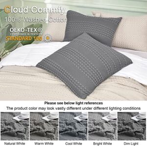 PHF 100% Cotton Waffle Weave Euro Shams 26" x 26", 2 Pack Elegant Home Decorative Euro Throw Pillow Covers for Bed Couch Sofa, Dark Grey/Charcoal Gray