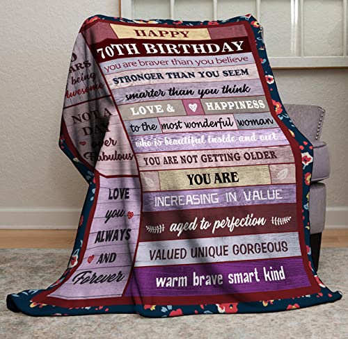 Muxuten 70th Birthday Gifts for Women/Men - 70th Birthday Gifts Blanket 60"X50" - Best Gifts for 70 Year Old Woman, 70 Year Old Birthday Gifts for Women, 70th Birthday Gift Ideas, Birthday Party Decor