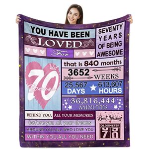 70th birthday gifts for women blanket, 70-year-old women gift for birthday, gifts for 70 years old woman female sister mom wife grandma, 70th birthday decorations for women throw blanket 50"x60"