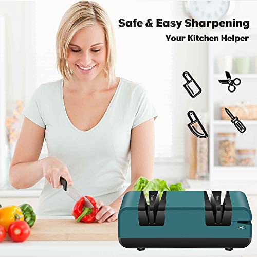 Enutogo Knife Sharpener, Professional Electric Knife Sharpener for Home, 2-Stages Quick Sharpening & Polishing for Kitchen, Sharpener Machine with Replaceable Wheels for Scissors Slotted Screwdrivers