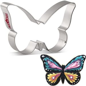 liliao spring butterfly cookie cutter - 4.5 x 3 inches - stainless steel