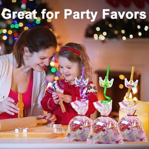 24 Glitter Princess Party Favors Reusable Crown Drinking Straws 6 Designs Great for Princess Theme Birthday Party Supplies with 2 Cleaning Brushes