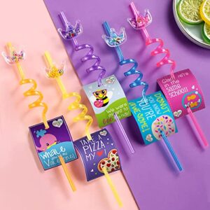 24 Glitter Princess Party Favors Reusable Crown Drinking Straws 6 Designs Great for Princess Theme Birthday Party Supplies with 2 Cleaning Brushes