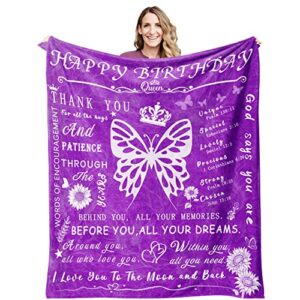 aocclos happy birthday gift for women,best friend birthday gift for women,personalized purple gift for women,birthday gift for women friendship, women birthday gift soft and cozy throw blanket 60"x50"