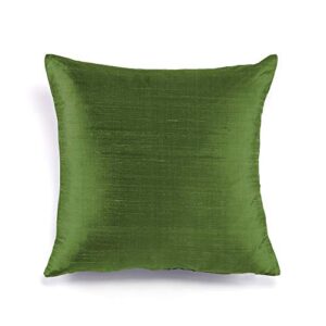 fabricart silk allure collection : dupioni raw silk cushion covers | pillow shams | lumbar covers | euro shams | elegant & royal sheen texture | well made | set of 2 (green, 20 x 20 inches)