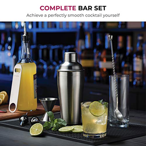 7-Piece Cocktail Shaker Set - Bar Tools - Stainless Steel Cocktail Shaker Set Bartender Kit, with All Bar Accessories, Cocktail Strainer, Double Jigger, Bar Spoon, Bottle Opener, Pour Spouts