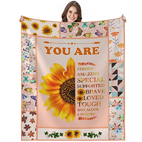 Lollyus God Blanket,Sunflower Pattern Inspirational Blanket,Full of Brave, Warm Blanket of God Gifts Blankets for Birthday Christmas My Best God Throws Blankets