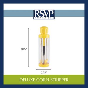 RSVP International Yellow Deluxe Corn Stripper, 10.5" | Quickly Remove Kernels from the Cob | No Splatters or Mess | Dishwasher Safe