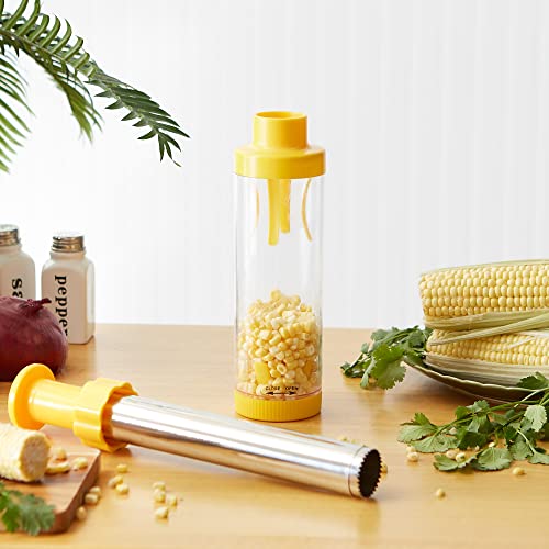 RSVP International Yellow Deluxe Corn Stripper, 10.5" | Quickly Remove Kernels from the Cob | No Splatters or Mess | Dishwasher Safe