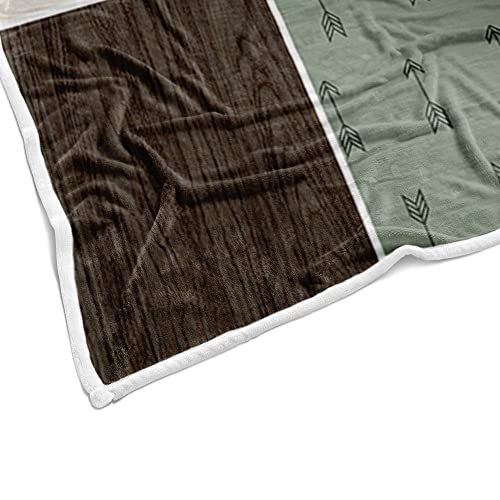 Cabin Retro Rustic Lodge Chunky Throw Blanket for Couch Bedroom Bedding Decor Office, Bear Deer Country Hunting Wild Animal Soft Thick Flannel Bed Blanket Decorations (1000 Grams 60X80 Inches)