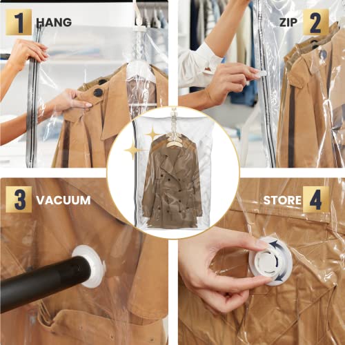 TAILI Hanging Vacuum Storage Bags Variety 4 Pack and Super Jumbo Vacuum Storage Bags 10 Pack, Meet Variety Storage Need, Protect Clothes and Bedding