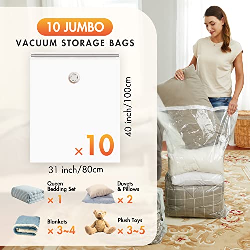 TAILI Hanging Vacuum Storage Bags Variety 4 Pack and Super Jumbo Vacuum Storage Bags 10 Pack, Meet Variety Storage Need, Protect Clothes and Bedding
