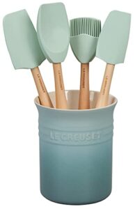 le creuset silicone craft series utensil set with stoneware crock, 5 pc., sea salt