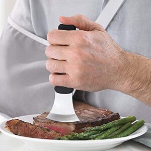 dmi steak knife, rocker knife, curved knife, verti grip kitchen and dinner steak knife for ease of chopping or limited hand strength, dishwasher safe, stainless steel blade