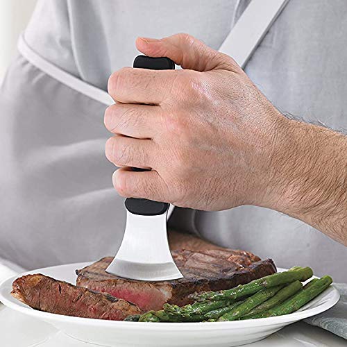 DMI Steak Knife, Rocker Knife, Curved Knife, Verti Grip Kitchen and Dinner Steak Knife for Ease of Chopping or Limited Hand Strength, Dishwasher Safe, Stainless Steel Blade