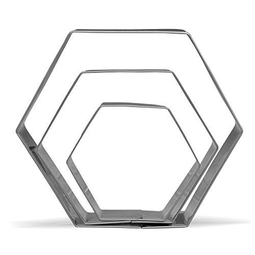 Large Hexagon Cookie Cutter Set - 5”,4”,3” - 3 Piece - Stainless Steel