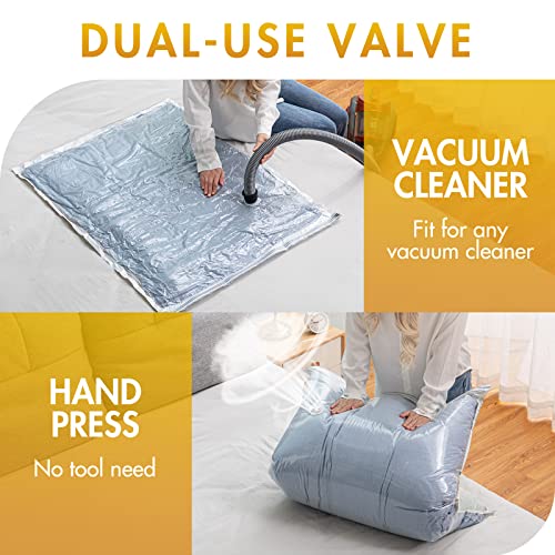 TAILI Cube Vacuum Storage Bags 4 Pack and Flat Vacuum Storage Bags 4 Pack, Space Saver Bags for Clothes and Bedding, Saving 80% Space