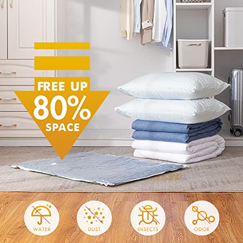 TAILI Cube Vacuum Storage Bags 4 Pack and Flat Vacuum Storage Bags 4 Pack, Space Saver Bags for Clothes and Bedding, Saving 80% Space