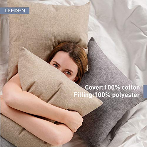 Leeden 20 x 20 Pillow Inserts (Set of 2) - Throw Pillow Inserts with 100% Cotton Cover - 20 Inch Square Interior Sofa Pillow Inserts - Decorative Pillow Insert Pair - White Couch Pillow