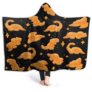 dino chicken nuggets wearable blanket super soft cozy plush hoodie blanket flannel hooded throw blanket wrap cloak for nap travel,60"x80" for adults