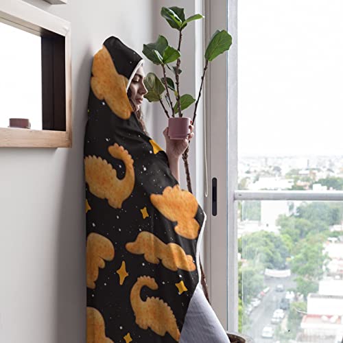 Dino Chicken Nuggets Wearable Blanket Super Soft Cozy Plush Hoodie Blanket Flannel Hooded Throw Blanket Wrap Cloak for Nap Travel,60"x80" for Adults