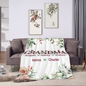 YRAQLVU Gifts for Grandma, Custom Blanket for Grandma, Home is Where Mom is, Mother's Day Personalized Unique Blankets for Best Grandma, Birthday Custom Blanket Gifts