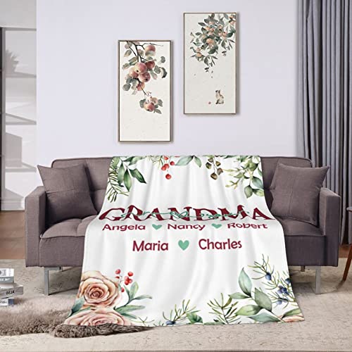 YRAQLVU Gifts for Grandma, Custom Blanket for Grandma, Home is Where Mom is, Mother's Day Personalized Unique Blankets for Best Grandma, Birthday Custom Blanket Gifts