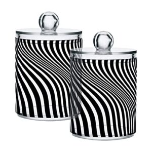 alaza black white zebra print qtip holder organizer dispenser botanical humming birds bathroom containers bathroom vanity storage canister apothecary jars for cotton swabs/pads/floss,4 pack