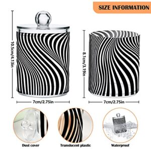 ALAZA Black White Zebra Print Qtip Holder Organizer Dispenser Botanical Humming Birds Bathroom Containers Bathroom Vanity Storage Canister Apothecary Jars for Cotton Swabs/Pads/Floss,4 Pack