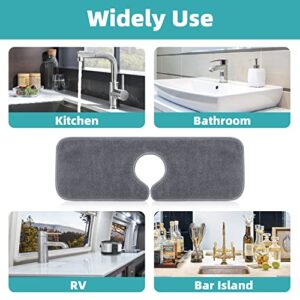 Kitchen Sink Splash Guard: PoYang Sink Faucet Mat, Faucet Mat for Kitchen Sink, Kitchen Faucet Absorbent Mat for Sink, Splash Guard Behind Faucet, Machine Washable (2 Pack, 17.7''x4.7'')