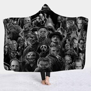 hooded blanket by cnmart, horror mysterious character hooded blanket for adult gothic sherpa fleece wearable throw blanket microfiber bedding (59x51inch, c)
