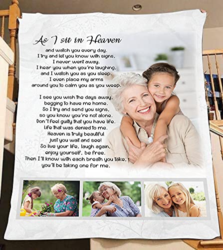 Personalized Memorial Blanket A Letter from Heaven Remembrance Throw, Memorial Gift for Loss of A Loved One in Heaven Sympathy Gift, Father, Mother Loss Bereave