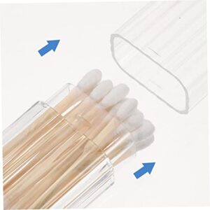 ADOCARN 4pcs Lid Organizer Swab Storage Plastic Apothecary Swabs Holder Ball Jar Bathroom Case Canisters Portable Clear Container Dispenser Cleaning with Toothpick Floss