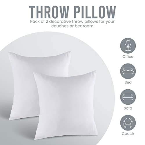 Utopia Bedding Throw Pillows Insert (Pack of 2, White) - 22 x 22 Inches Bed and Couch Pillows - Indoor Decorative Pillows