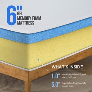 PayLessHere 6 Inch Twin Gel Memory Foam Mattress/CertiPUR-US Certified/Bed-in-a-Box/Cool Sleep & Comfy Support