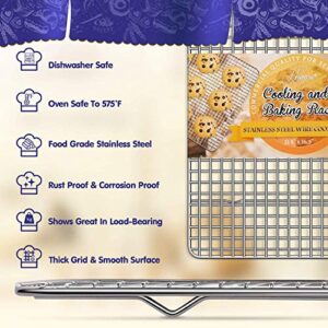 Hiware 2-Pack Cooling Racks for Baking - 10" x 15" - Stainless Steel Wire Cookie Rack Fits Jelly Roll Sheet Pan, Oven Safe for Cooking, Roasting, Grilling