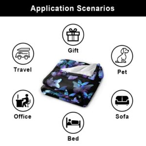 Butterfly Blanket Blue and Purple Super Soft Warm Butterfly Throw Blanket - Lightweight Cozy Flannel Throw Blanket Bed Couch Sofa Office Decor, Gift for Girls and Boys Women and Man 50"x40"