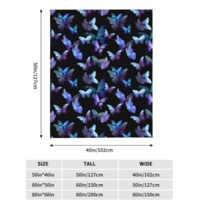 Butterfly Blanket Blue and Purple Super Soft Warm Butterfly Throw Blanket - Lightweight Cozy Flannel Throw Blanket Bed Couch Sofa Office Decor, Gift for Girls and Boys Women and Man 50"x40"