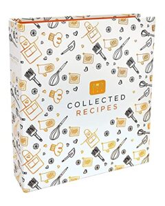 recipe binder, 8.5" x 9.5" 3 ring binder organizer set (with 50 page protectors, 100 4" x 6" recipe cards & 12 category divider tabs) by better kitchen products, black & gold montage design