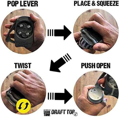 The Draft Top 3.0 Original Beer Can Opener - Soda Can Opener - Topless Can Opener - Handheld Safety Easy Manual Can Opener, Smooth Edge Effortless Rip and Sip Opener, As Seen on Shark Tank