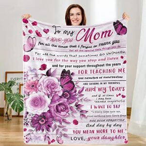 udten Gift for Mom, Mom Blanket for Great Mother Gifts Birthday Gifts for Mom from Daughter Son, The Best Mom Ever Gifts for Birthday Mother's Day Thanksgiving Day Gifts, 60"x50"