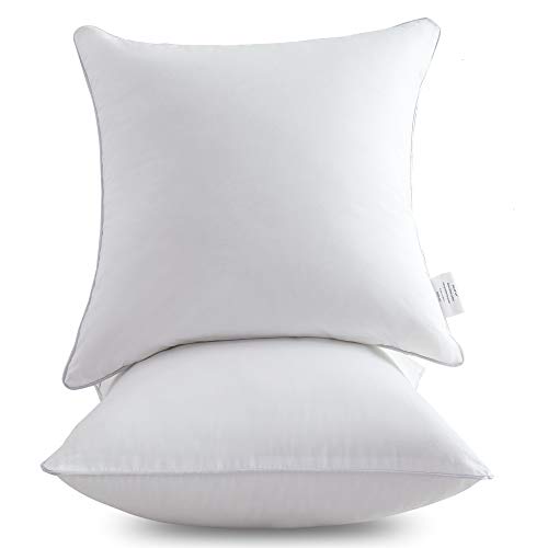 Oubonun 22 x 22 Pillow Inserts (Set of 2) - Throw Pillow Inserts with 100% Cotton Cover - 22 Inch Square Interior Sofa Pillow Inserts - Decorative Pillow Insert Pair - White Couch Pillow