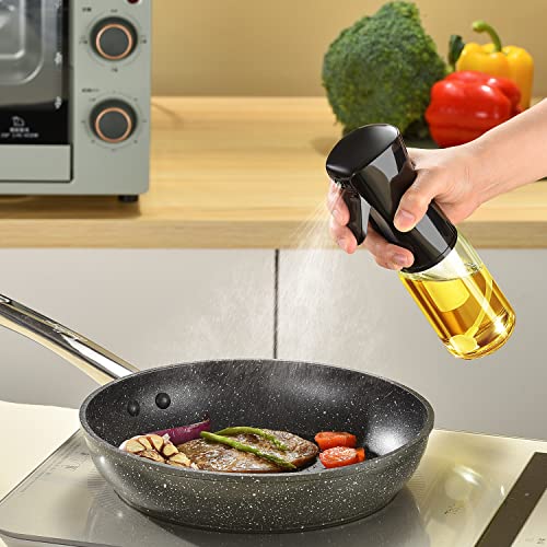 Oil Sprayer for Cooking, 200ml Glass Olive Oil Sprayer Mister, Olive Oil Spray Bottle, Kitchen Gadgets Accessories for Air Fryer, Canola Oil Spritzer, Widely Used for Salad Making, Baking, Frying, BBQ